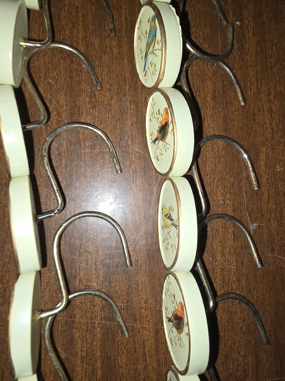 Avanti Gilded Birds Ivory Shower Curtain Rings Hooks for Bathroom Rods Set of 12
